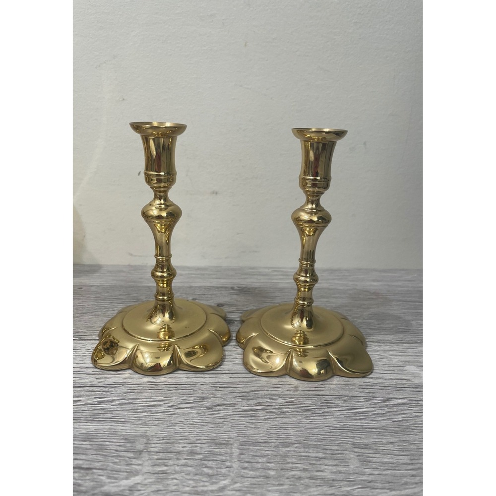 Baldwin Brass Historic Charleston Reproductions Scalloped Candlesticks Pair